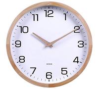Kesin Horloge Murale Ronde silencieuse en Bois Blanc de 30,5 cm - Horloge Murale analogique numérique à Piles sans tic-tac pour Salon, Cuisine, Chambre à Coucher, Bureau, décoration d'intérieur
