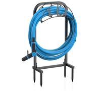 Kesito Support de tuyau d'arrosage avec 4 pics, enrouleur de tuyau pouvant contenir un tuyau de 45,7 m, autoportant, robuste pour tuyau de rangement pour extérieur, pelouse, cour