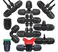 KESLA Ensemble de raccords en T pour irrigation goutte à goutte 5 pièces 1/2 po, connecteur de verrouillage anti-fuite pour tuyau PE 16 mm vers micro-tuyau 4/7 mm, adaptateur pour système d'arrosage 1