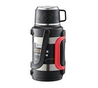 KESOTO Bouteille Isotherme Inox Gourde Carafe Tasse Intégrée Filtre à Thé en Acier 316 Paroi Multi-couches Bec Verseur à Bouton, Argent, Couleur Acier D Origine, 1300ml
