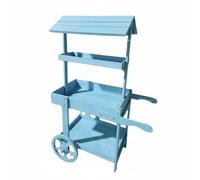 KESOTO Chariot de Rangement Vintage Chariot Plante Étagère Support Présentoir Pliant en Bois Massif de Campagne pour Pots et Ornements Adapté aux Balcons Vitrines Cafés Tavernes, Bleu