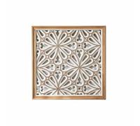 KESOTO Décoration Murale Panneau Sculpté Bois Plaque Ornementale Tableau Mural Reliefs Finement Sculptés Style Ferme Vintage, Petit 50cm X 50cm, Style 3 - Motif Floral Ajouré A2709