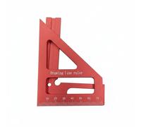 KESOTO Équerre d'Angle Règle Carré Menuisier Rapporteur Triangulaire Outil de Marquage Alliage d'Aluminium Haute Précision 45° 90° Échelle Métrique Adaptée à, Rouge, Triangle Métrique