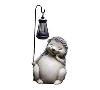 KESOTO Figurine de Hérisson avec Lanterne, Sculpture Animale en Résine, Objet de Collection pour Le Jardin, avec Lumière Solaire Intégrée, Idéale pour, Gris