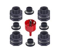 KESOTO Kits de Robinetterie pour Traversée de Cloison de Jardin, Kits de Raccordement pour Récupérateur d'eau de Pluie, Adaptateur de Raccord de Cloison, 0,7 Pouces