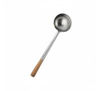 KESOTO Louche à Soupe Cuisine Professionnelle Cuillère Profonde Inoxydable Poignée Anti-chaleur Ustensile Pratique Adaptée à la Cuisson Familiale Services, 8 Liang, Manche En Bois 304