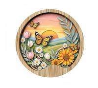 KESOTO Murale Décor Murale Plaque Murale Panneau Décoratif en Bois Superposé Impression Nette et Couleurs Durables Installation Adhésive Rapide Adaptée au Salon Bureau Entrée, 20x20cm Scm2528-2
