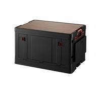 KESOTO Outdoor Storage Container Boîte de Rangement Pliable Conteneur Organisateur Coffre Rectangulaire avec Ouverture Frontale, Noir, Boîte De Rangement Pliable + Panier Latéral Multifonctionnel