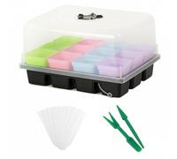 KESOTO Plateau de Semis Kit de Mini Serre Bac de Culture Plateau Propagation Couvercle Transparent Clapet d'Aération Collecteur d'eau Résine PP Réutilisable