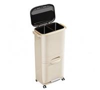 KESOTO Poubelle Seau Double Compact, Poubelle à Roultes, Hygiénique, pour Cuisine, Familles, Crème, Double 3 Couches