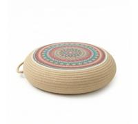 KESOTO Pouf Rond D'intérieur, Diamètre 40 Hauteur 10 Cm, Fleur Rouge