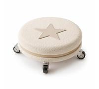 KESOTO Siège Roulant Enfant en Tissu Texturé avec roulettes Silencieuses pour Coiffeuse Chambre, Blanc Cassé, Style to 2