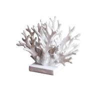 KESOTO Statue Coral Artificielle Résine Décoration Ornement Corail Sculpure Ambiance Plage Moderne Base Solide Adaptée Maison Hôtel Chambre Vitrine Étagère, Blanc 18cmx15cm