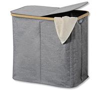 KESPER 19598 Panier à linge gris avec cadre en bambou certifié FSC