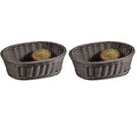 KESPER 19826 Corbeille de Fruits/Pain Ovale Bois Gris 29,5 x 23 x 9,5 cm (Lot de 2)