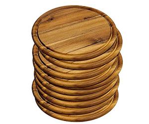 KESPER 28442 Lot de 10 assiettes à viande Ø 25 cm en bois d'acacia certifié FSC®