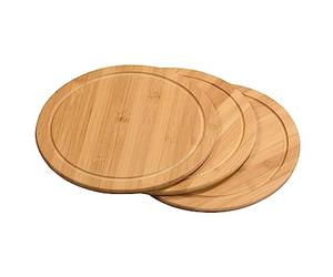 KESPER 50242-71 Lot de 3 assiettes à viande en bambou avec rainure à jus, diamètre 250 mm