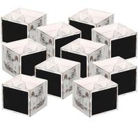 Kesper 66277 Lot de 10 boîtes à couverts en contreplaqué certifié FSC vintage blanc avec tableau à craie/bac à couverts