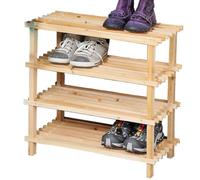 Kesper Étagère à chaussures 69724 – 4 niveaux, bois brun, 54 x 52 x 26 cm