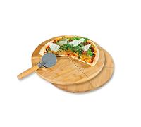 Kesper Assiette à pizza en bambou avec roulette à pizza Ø 32 cm Épaisseur 1 cm 58465