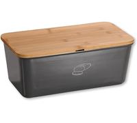 Kesper Boîte à pain 58089 grise avec couvercle en bambou l 34 x P 17 x H 14 cm
