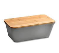 Kesper Boîte à pain en plastique et bambou - Dimensions : 35 x 20 x 13,5 cm - Gris - 58491
