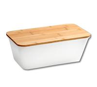 Kesper | Boîte à pain, matériau : plastique, bambou, dimensions (l x H x P) : 35 x 13,5 x 20 cm, couleur : blanc, marron | 58490
