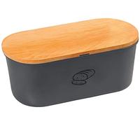 Kesper | Boîte à pain, matériau : plastique, bois de hêtre, dimensions : 33,5 x 18 / hauteur : 14 cm, couleur : gris, marron | 85093