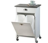 Kesper Chariot de cuisine KESPER 25527 – Blanc, poubelle intégrée, design élégant, FSC, 50×79×37 cm