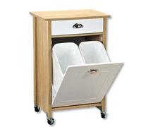 Kesper |Chariot de Cuisine avec système de tri sélectif, matériau : Panneau de Fibres, Dimensions : L 50 x H 78,5 x P 37 cm, Couleur: Marron, Blanc | 25508 13