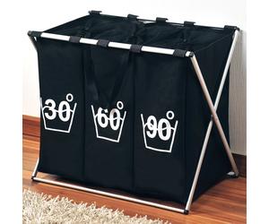 Kesper Collecteur de linge à triple compartiment, Trio, noir 19590