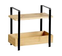 KESPER | Étagère de cuisine à 2 étages, matériau : bambou certifié FSC® (FSC® C014021) & métal, dimensions : 30 x 14 x 30 cm, couleur : naturel, noir | 58810