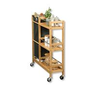 Kesper | Étagère de Niche à roulettes avec collecteur de Bouteilles, matériau: Bambou, Polyester, Dimensions : l 20 cm, H 78 cm, P 68 cm, Couleur : Naturel, Gris | 24857 13