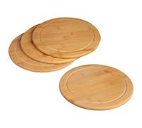 Kesper Lot de 4 assiettes à dîner avec rainure de jus en bambou, Ø 25 cm | Quatre assiettes en bambou avec rainure pour le goûter, les collations et les aliments au barbecue