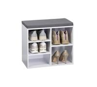 Kesper | Meuble à Chaussures avec Coussin d'assise, matériau: Panneau de Fibres, Dimensions: L51,5 x H48 cm x P29,5 cm, Couleur: Blanc, Gris | 15905