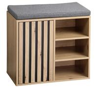 Kesper | Meuble à Chaussures avec Coussin d'assise, matériau : Panneau de Particules certifié FSC® (FSC® C014021), avec Porte, Compartiments Variables, Couleur : chêne Sonoma, Gris | Dimensions : L