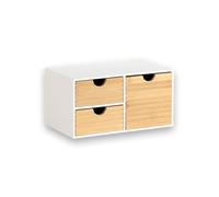 Kesper | Organiseur avec 3 tiroirs, MDF & Bambou, Dimensions: 27 x 16 x 14 cm, Couleur: Blanc, Naturel | 58960