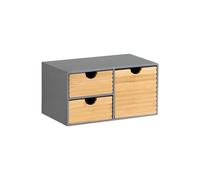 Kesper | Organiseur avec 3 tiroirs, MDF & Bambou, Dimensions: 27 x 16 x 14 cm, Couleur: Gris, Naturel | 58961