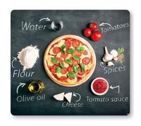 Kesper Plaque de découpe/plaque de recouvrement de poêle/panneau de poêle, matériau : verre de sécurité ESG, dimensions : 56 x 50 x 0,8 cm, motif : pizza, couleur : gris, rouge, 36598 13