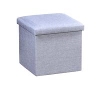Kesper | Pouf Gris, matériau : Polyester Aspect Lin et Panneau de Fibres certifié FSC (FSC C014021), rembourré, avec Couvercle Amovible, Charge maximale : 110 kg, Dimensions : 38 x 38 x 38 cm | 15956