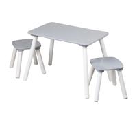 Kesper | Table Enfant avec 2 chaises, Panneau de Fibres certifié FSC et Bois de pin, Dimensions de la Table: 58 x 38 x 43,5 cm, Dimensions des chaises: 24 x 24 x 25 cm, Couleur: Gris, Blanc | 1770813