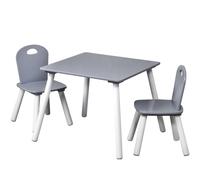 Kesper | Table pour Enfant avec 2 chaises, matériau : Panneau de Fibres, Dimensions : 55 x 55 x 45 cm, Couleur : Blanc, Gris | 17732 13