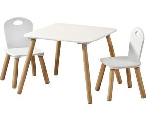 Kesper| Table pour enfants avec 2 chaises, Material : Faserplatte, Dimensions : 55 x 55 x 45 cm, Couleur : Blanc | 17712 13