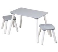 KESPER : Table pour enfants avec 2 chaises, rectangulaire, grise, dimensions 58x38x43,5 cm