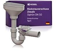 Kessel retour double serrure Staufix 73053 DN 50, avec siphon et entonnoir d'entrée