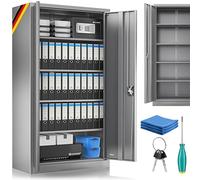 KESSER® Armoire de classement verrouillable avec portes battantes 180 x 80 x 40 cm | Armoire de bureau en acier avec 4 étagères réglables en hauteur | Armoire multi-usages, 5 compartiments flexibles