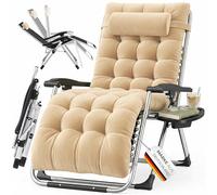 KESSER® Bain de soleil, Chaise longue de jardin, Coussin pour le cou + porte-boisson inc, coussin XXL, capacité 200kg, pliable & résistant aux intempéries, Chaise longue pliante Dossier réglable beige