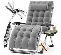 KESSER® Bain de Soleil, Chaise Longue de Jardin, Coussin pour Le Cou + Porte-Boisson inc, Coussin XXL, capacité 200kg, Pliable & résistant aux intempéries, Chaise Longue Pliante Dossier réglable Gris