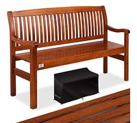 KESSER® Banc de jardin en bois résistant aux intempéries - 150 cm - 3 à 4 places - Banc de balcon en bois massif - Charge maximale : 320 kg - Pour jardin, terrasse et balcon - Avec housse - Marron