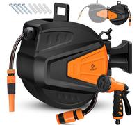 KESSER® : Bobine de tuyau d'arrosage automatique à 180°, avec support mural, incluant un distributeur à 2 voies